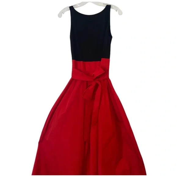 Lauren Ralph Lauren Runway Taffeta Ball Gown Dress Red Black With Pockets Size 6 - Picture 2 of 9